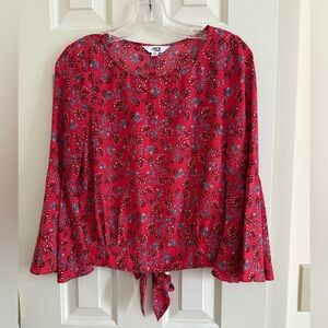 Jack by BB Dakota Floral Bell Sleeve Back Tie Top | Size XS